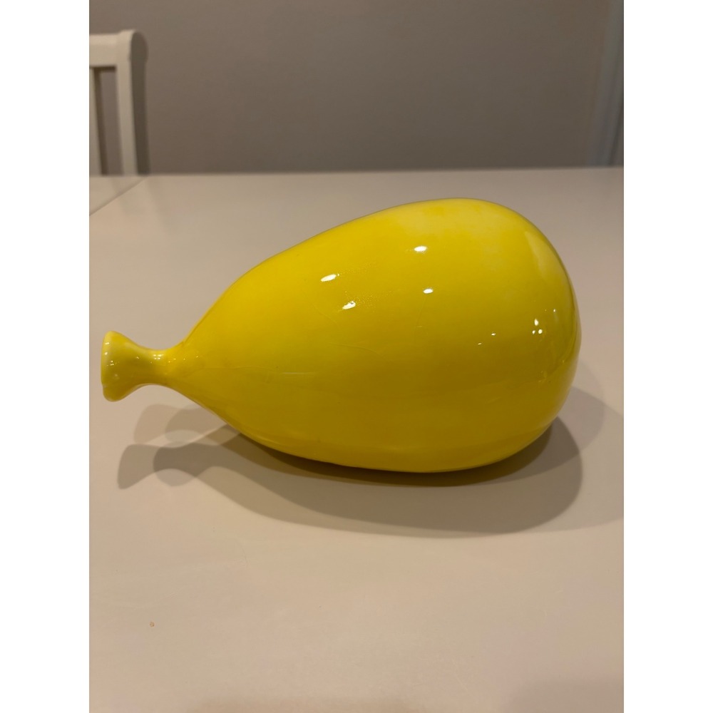 Vintage Yellow Ceramic Balloon Sculpture Glossy Pop Art Decorative Home Decor